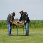 Extremer Wind beim ersten Teilwettbewerb im Hubschrauber Kunstflug