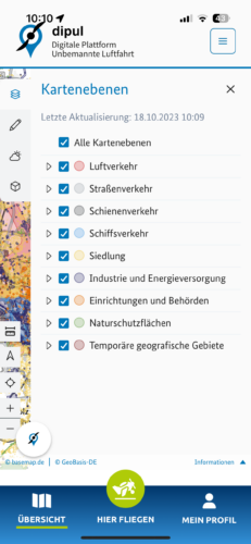 Über die dipul-Plattform kann man sich alle sensiblen Areale in der Karte anzeigen lassen. So ist sofort ersichtlich, ob Modellflugbetrieb möglich ist oder nicht